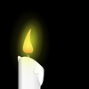 Art commemorating Transgender Day of Remembrance. 2008. A single white candle, lit, in the dark. Yellow light blooms around it, wax slightly accumulates and drips.